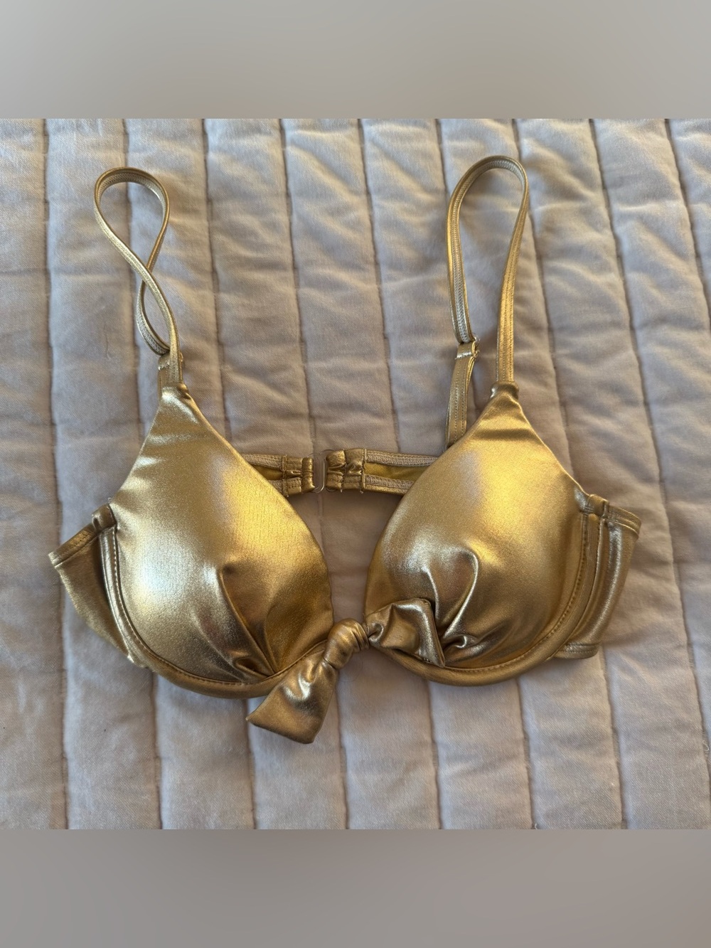 Carabella Y2K glam festival swim Metallic Liquid Gold Push Up Bikini Top bra